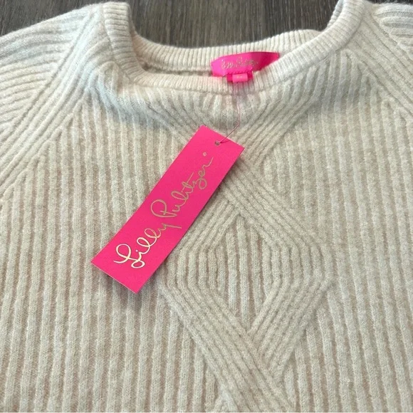 NWT Lilly Pulitzer Relaxed Fit Arienza Sweater Batwing Sleeves Cream Color Sz M - Picture 7 of 16